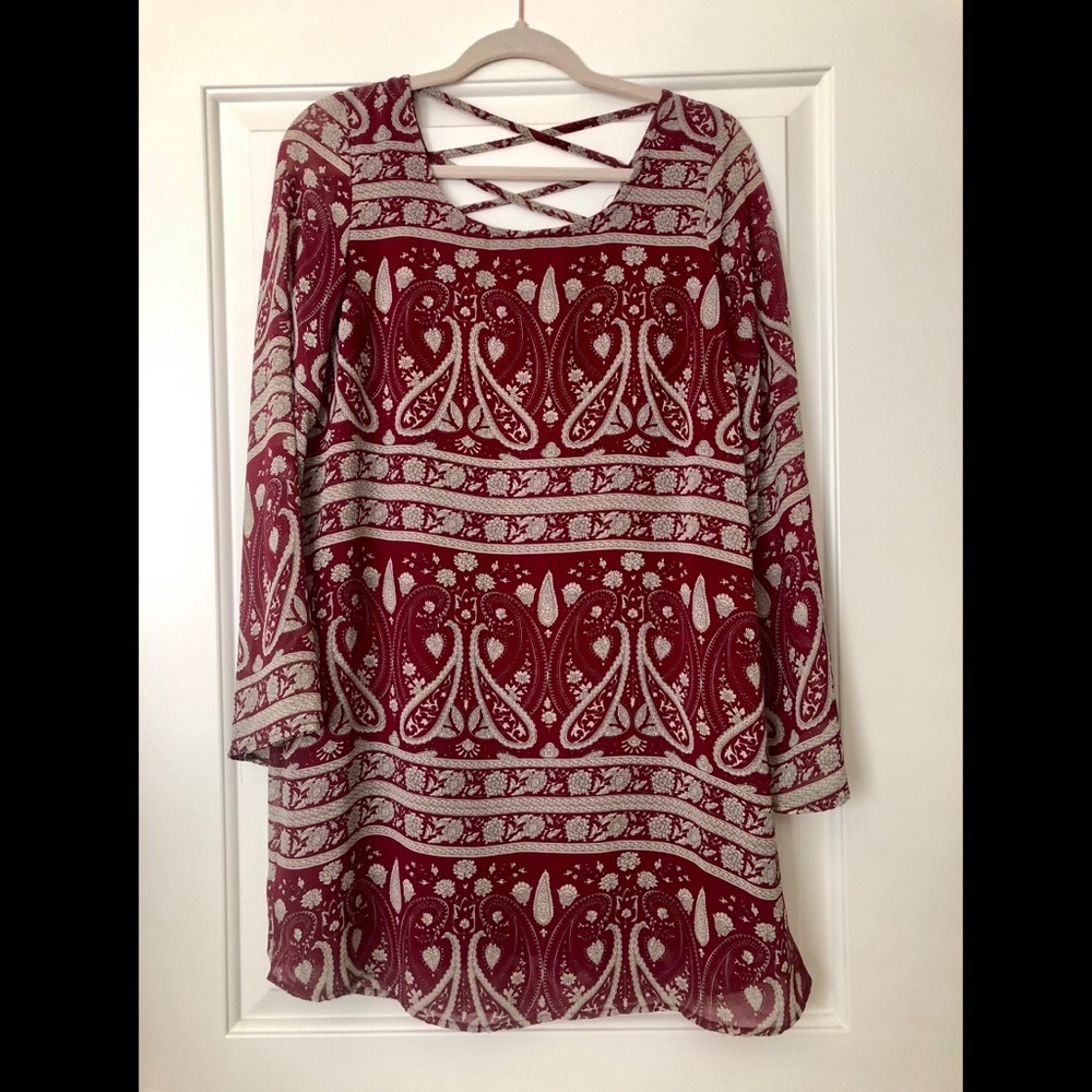 Burgundy Long Sleeve Dress